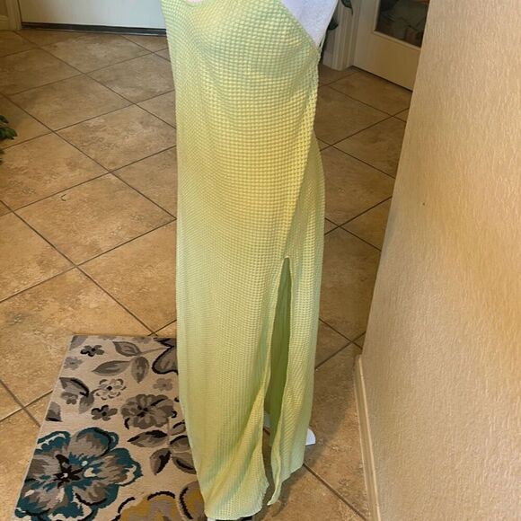 Peixoto Womens Women's L High Slit Cover Up Maxi Dress Citron Green Texture Knit - Picture 11 of 13
